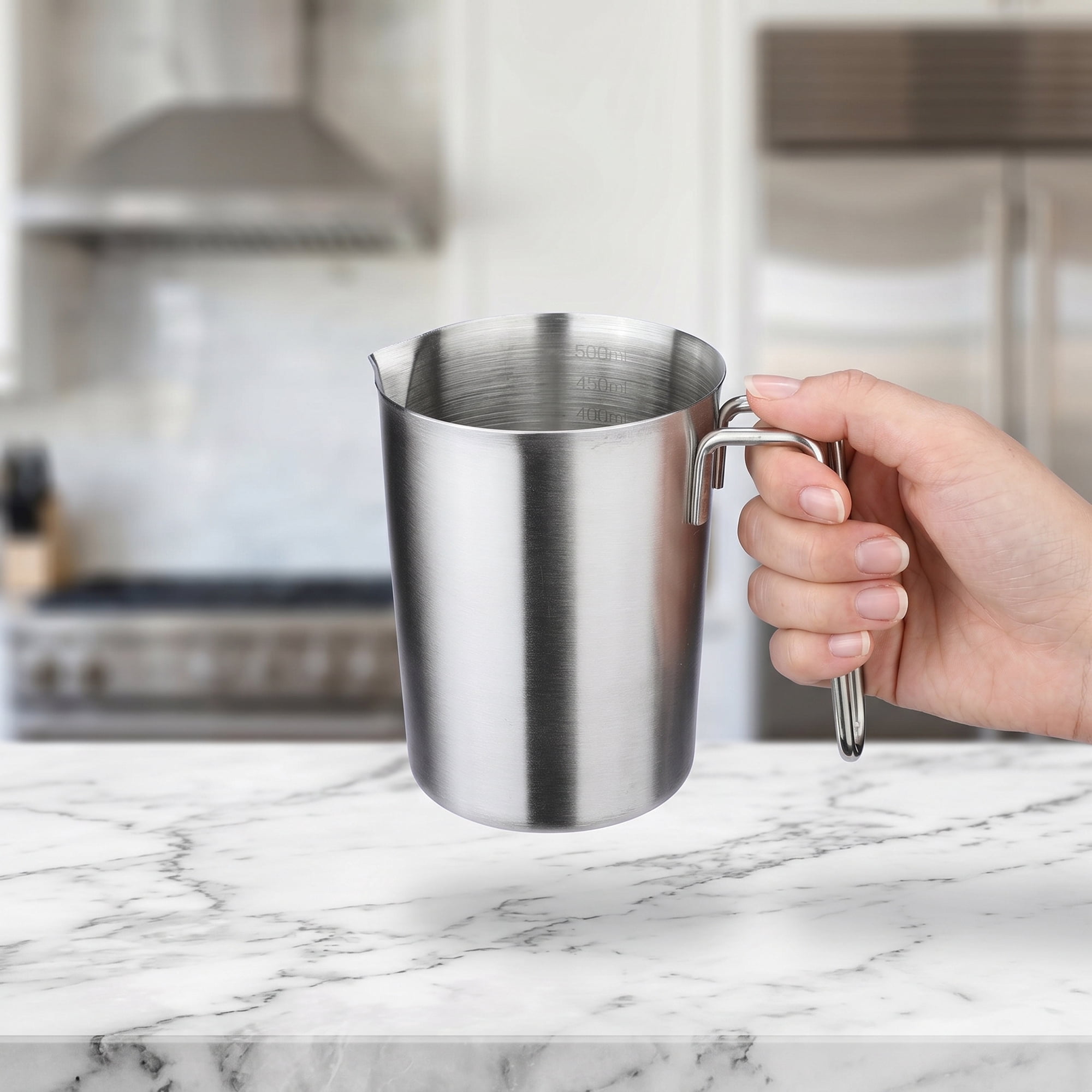 Unique Bargains Stainless Steel Measuring Cup for Kitchen Use Silver 500ml