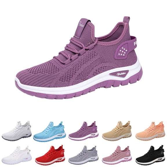 Orthopedic Shoes Women Wide Width Travel Comfortable Fall Slip On Shoes Slide Soles Mesh Flexible Running Sneakers Women, 40