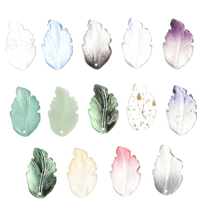40pcs Leaf Charms DIY Glass Leaf Charms for Earring Necklace