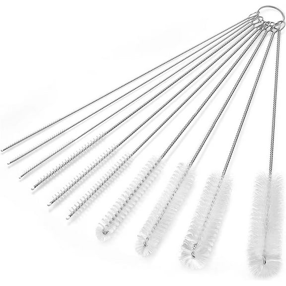 10PCS White Nylon Tube Brush,Straw Cleaner Brushes Sets,Different Size Brush,ReusableTube Brush,Bottle Cleaning Brush for Water Bottles,Straws,Pipe