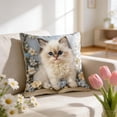 thumbnail image 5 of SLYNSHome Square Pillow Covers Cute Cat Flowers Throw Pillow Case Super Soft Decorative Throw Pillow Case Sofa Waist Cushion Cover, 5 of 6