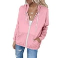 thumbnail image 6 of Viluyesy Women's Full Zip Up Hoodie Lightweight Casual Hooded Jackets with Pockets Drawstring Long Sleeve Loose Fit Coat for Daily Outdoor Wear, 6 of 10