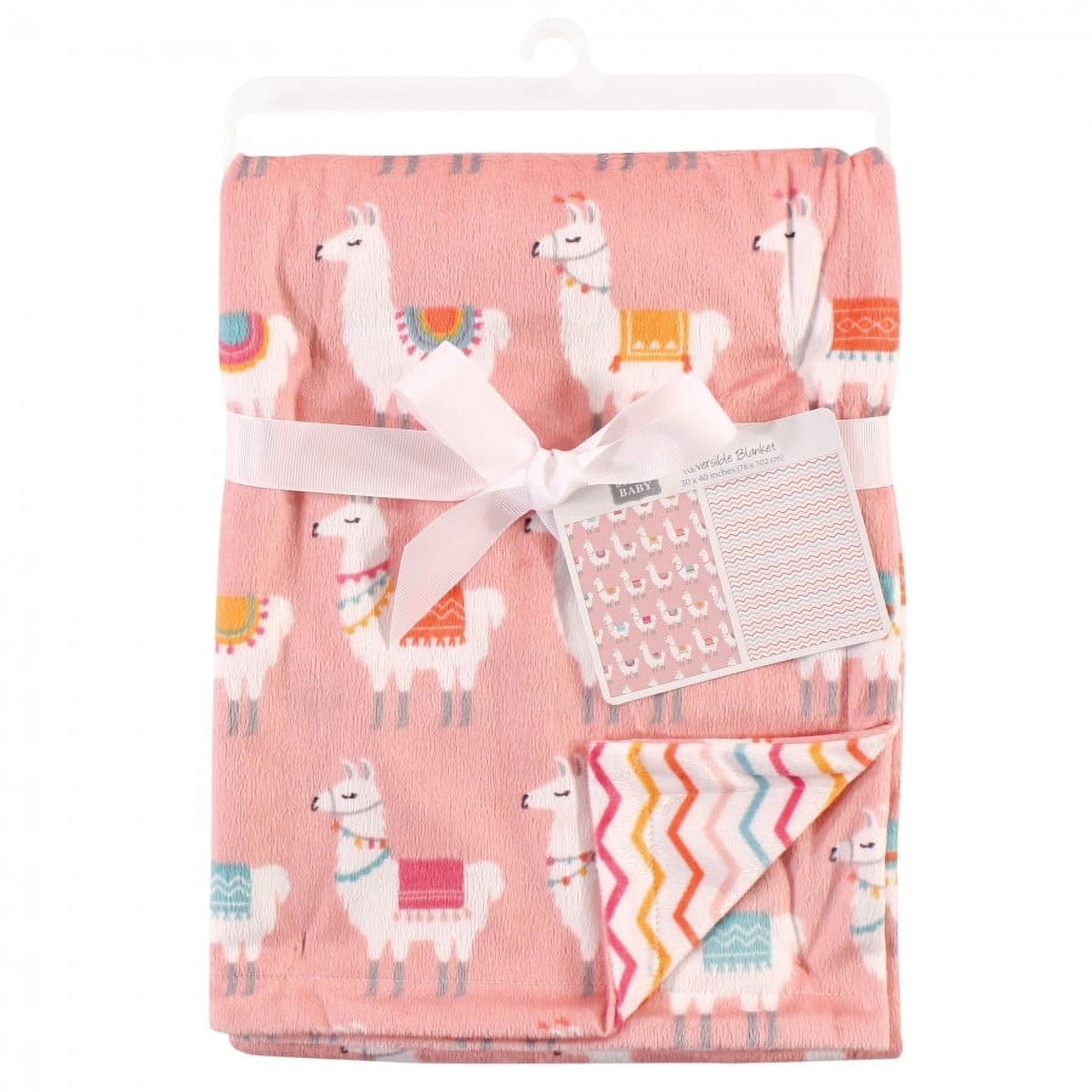 Hudson Baby Infant Girl Plush Mink Blanket, Llama, One Size