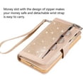 thumbnail image 5 of Wallet Case for iPhone Xs iPhone X,Magnetic Handbag Zipper Pocket PU Leather Flip with 9 Card Slots and Wrist Strap Folio TPU Inner Stand Case for iPhone Xs/iPhone X - Gold, 5 of 14