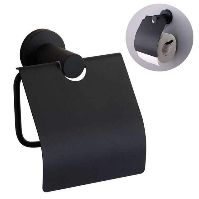 Soporte de papel higiénico de acero inoxidable Soporte de rollo de papel higiénico montado en la pared para baño, acabado cepillado con cubierta de agua Ormromra 2035010-3
