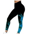 thumbnail image 3 of DDAPJ pyju High Waisted Leggings for Women Plus Size, Novelty 3D Flame Print Casual Skinny Pants Tummy Control Yoga Tights Butt Lifting Workout Legging Buttery Soft Blue M, 3 of 6