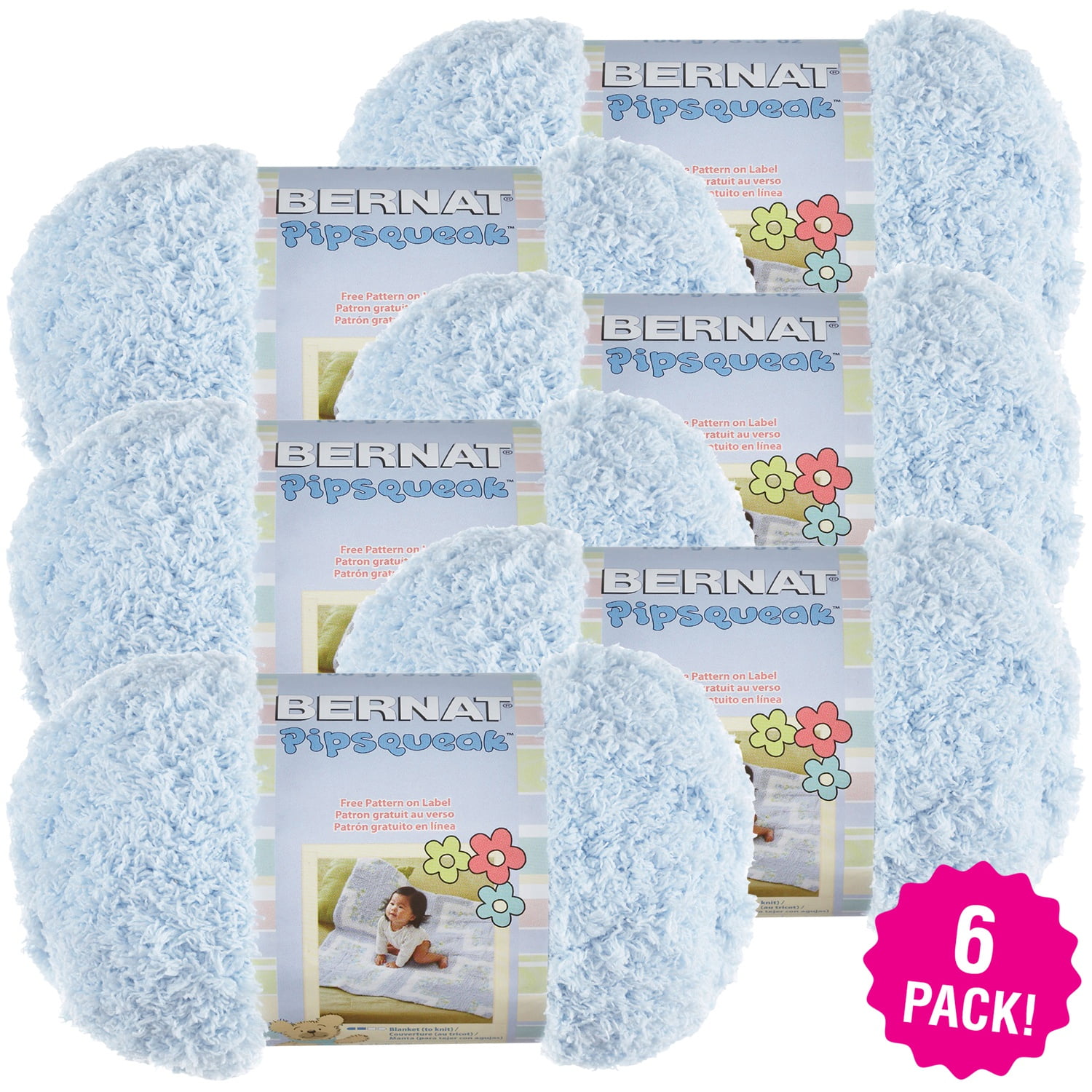 Bernat Pipsqueak Yarn Baby Blue, Multipack of 6
