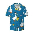 thumbnail image 4 of Uemuo Cartoon Goose Pattern Cotton Linen Short Sleeve Shirts,Casual Lightweight Button Down Shirts,Vacation Beach Summer Tops-Small, 4 of 7