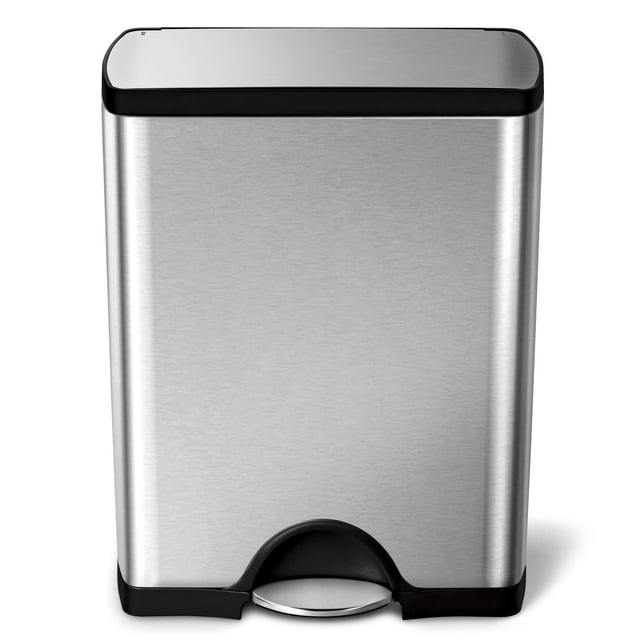 Simplehuman 50 Liter / 13 Gallon Rectangular StepTrash Can, Stainless Steel