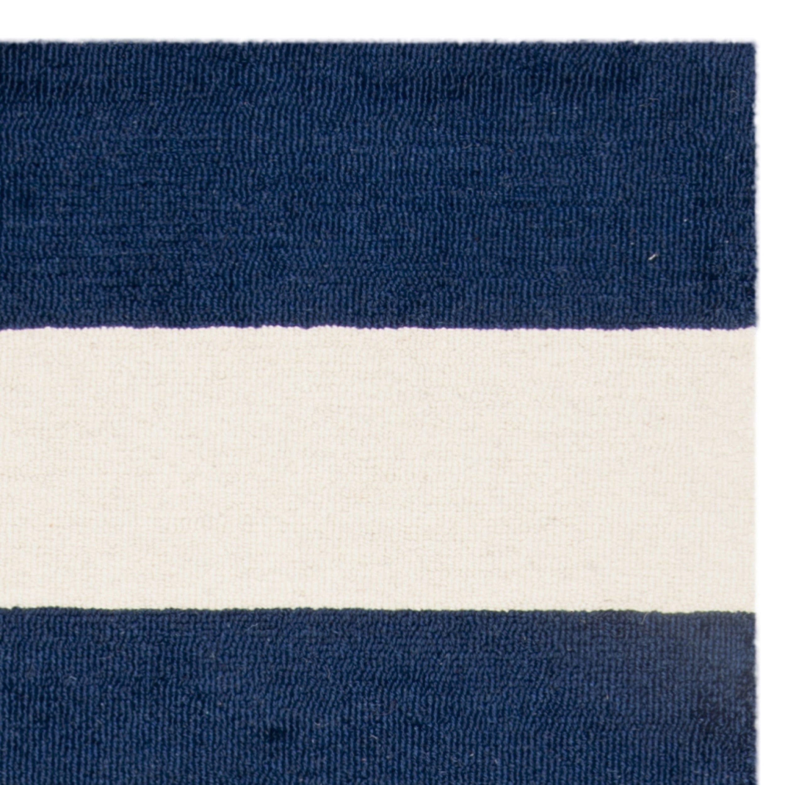SAFAVIEH Kids Rugby Striped Wool Runner Rug, Navy/Ivory, 2'6" x 8'