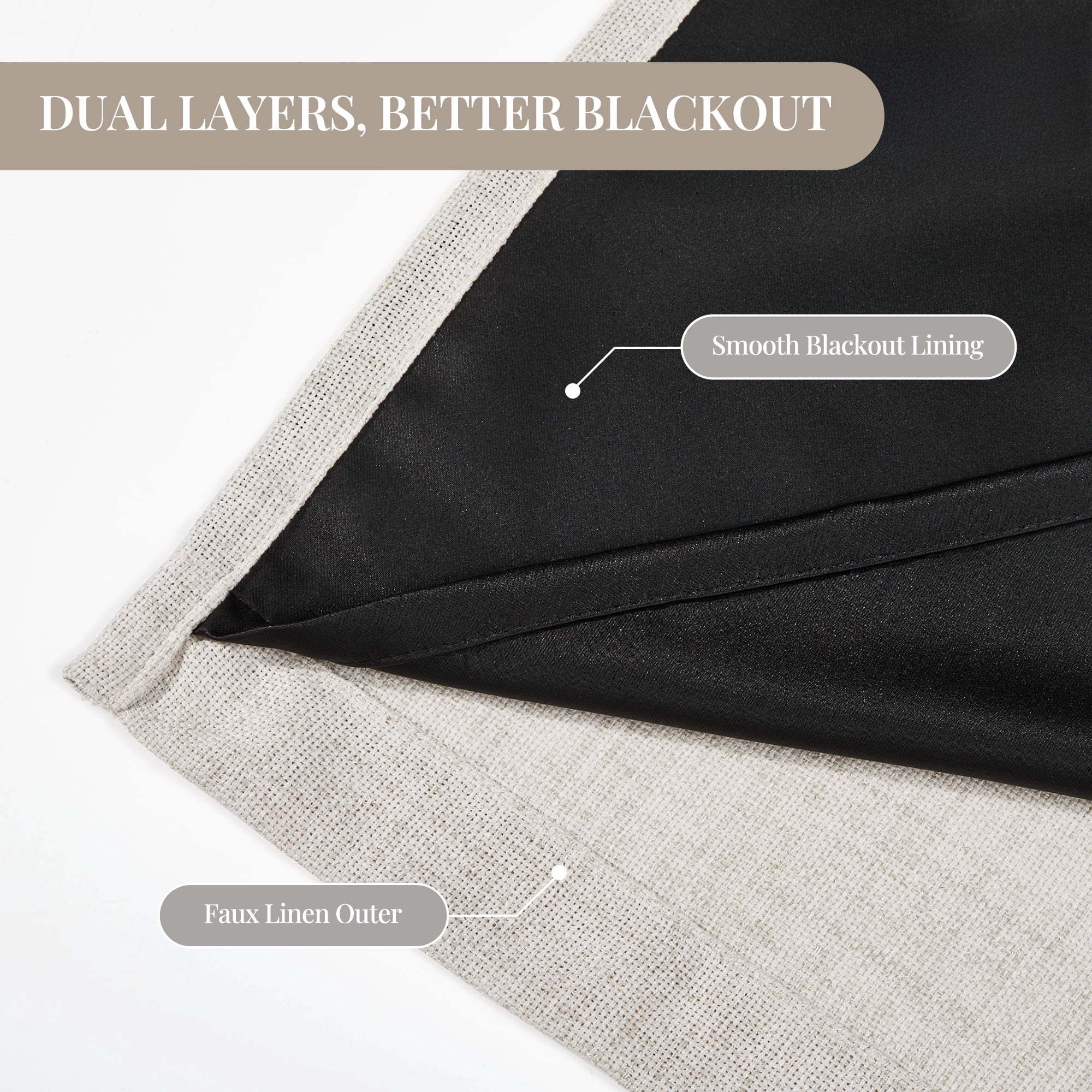 ZOPZO 100% Blackout Curtains, Natural Linen, 52W x 84L Inch, Thermal Insulated Grommet Drapes, Noise Reducing Panels for Bedroom, 2 Panels