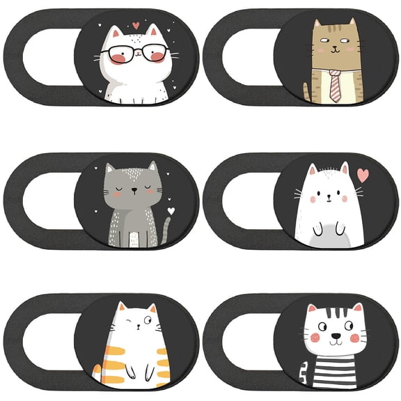6Pcs Phone Privacy Camera Cover Webcam Camera Cover Slide Cat Pattern Privacy Security Guard Slide Phone Webcam Protector DIY