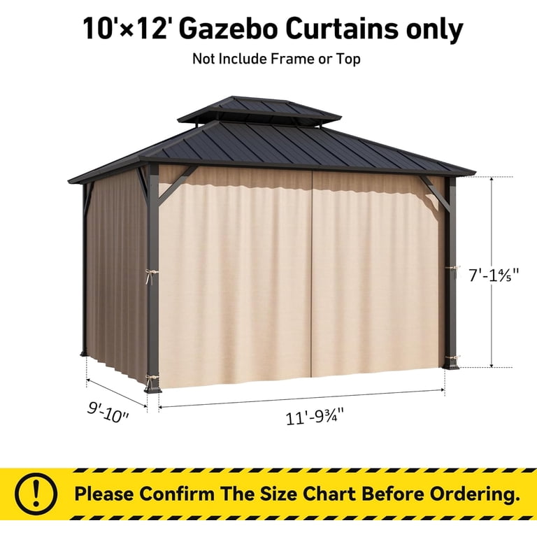 Covered Outdoor Universal 10' x12' Gazebo Curtain Replacement 4