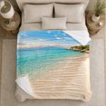 thumbnail image 5 of Calm Turquoise Shoreline with Gentle Surf, Minimal Coastal Style for Ocean Lovers, Pale Sand Beach Scene and Birthday Gift, Soft Flannel Blanket for Bedroom and Sofa, Nautical Home Decor, 5 of 9