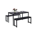 thumbnail image 2 of 3 Piece Dining Set with 2 Benches, Modern Small Dining Table Set for 4, 29.9" Height Saving Space Kitchen Table Sets for Kitchen Bar Breakfast Nook, JA1631, 2 of 7