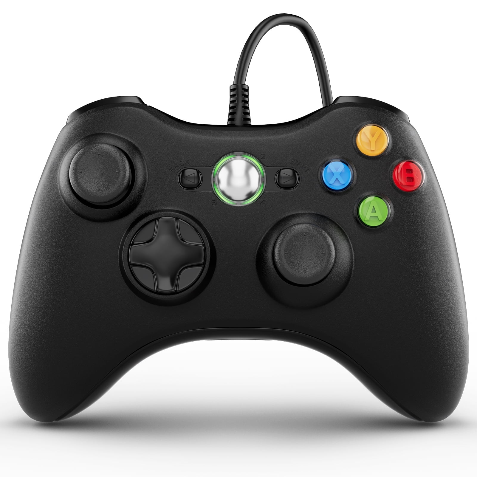 PC Controller, Wired Controller for Xbox 360/PC, 71 in/1.8m USB cable , Double Vibration-Black