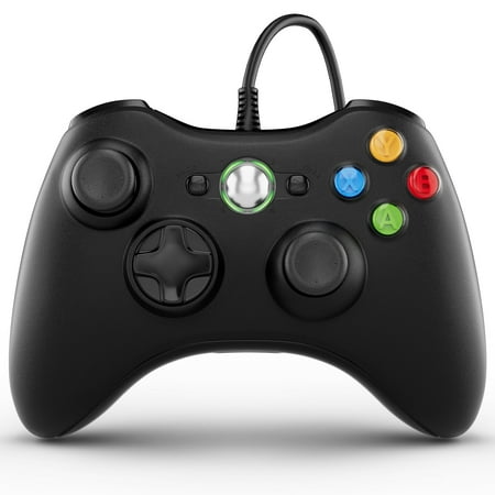 PC Controller, Wired Controller for Xbox 360/PC, 71 in/1.8m USB cable , Double Vibration-Black