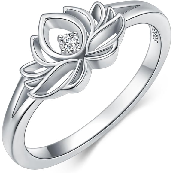 Sterling Silver Lotus Flower Ring - Dainty Empowering Ring for Women