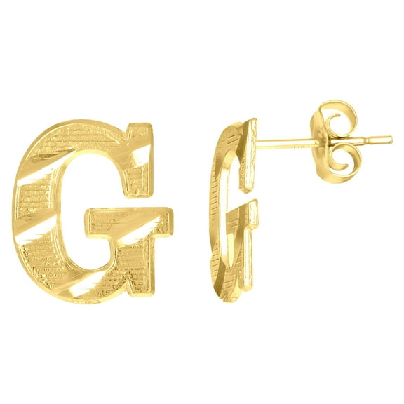 10k Yellow Gold Mens Initials Letter G Stud Earrings Jewelry Gift for Men