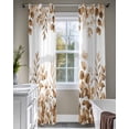 thumbnail image 4 of Brown Yellow Eucalyptus Leaves Sheer Curtains 84 Inch Length 2 Panels Set for Living Room/Bedroom, Watercolor Spring Summer Botanical Kitchen Curtains Grommet Curtains Window Treatments 42"x84"x2, 4 of 7