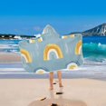 thumbnail image 2 of Yayeee Kids Hooded Towels Toddler Soft Absorbent Beach Bathing Wrap 50" x 23.5", Light Blue Rainbow, 2 of 5