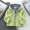 thumbnail image 2 of Zwiiyzr 2-8Y Boys and Girls Polar Fleece Jacket Trendy Solid Color Cute Plush Thick Keep Warm Zipper Hoodie Outerwear Winter Coat Green, 2 of 3