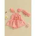thumbnail image 4 of xiaxaixu Ensemble de Barboteuse pour Bébé Fille, Robe Trapèze à Manches Volantées et Col Ras du Cou avec Bandeau pour un Usage Quotidien Décontracté, 4 of 8