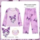 thumbnail image 4 of Conjunto de pijama de dibujos animados para niños, ropa de casa, pantalones de manga larga, cuello redondo, cómodo, Kawaii, regalo para niños, Kuromi Pochacco Hellokittys, 4 of 5