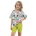 thumbnail image 4 of Piuwrlz Kids Outfit Set for Girls Summer Short Sets Round Neck Loose Shirt T-Shirt and Shorts Set Green Size 12 Years, 4 of 9
