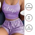 thumbnail image 2 of Conjunto de 2 pijamas de verano para mujer, sudadera y pantalones cortos sin mangas, con cuello redondo Camiseta sin mangas, ropa de estar elástica, suave, 2 of 5