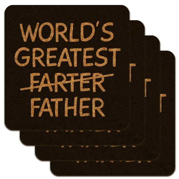 World's Great Farter Father Low Profile Novelty Cork Coaster Set