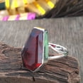 thumbnail image 3 of Garnet Coffin Ring: Handmade 925 Sterling Silver Gemstone Statement Ring, 3 of 9