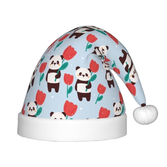 Rateoe Panda And Rose Santa Hat Confortable Christmas Hat for Christmas Party Favors Fit for Kids