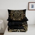 thumbnail image 5 of Manfei Vintage Black Gold Stars Full Size Comforter Sets,Bohemian Flowers Bedding Comforter Set,Black Reversible,3-Piece,1 Comforter and 2 Pillowcases, 5 of 7