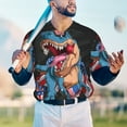 thumbnail image 6 of Daiia Blue Dinosaur Mens Baseball Jersey Button Down Shirts Short Sleeve Sports Uniforms-3X-Large, 6 of 9