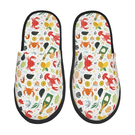 

Pofeuu Crabs Shrimps Print EVA Fuzzy House super light Slippers Slippers Scuff Outdoor Indoor Warm Cozy Plush Bedroom Shoes Soft Flat Comfy Anti-Slip-Medium