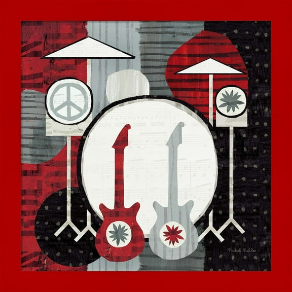 Great Art Now Rock 'n Roll Drums by Michael Mullan, Framed Wall Art, 14W x 14H