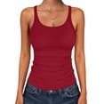 thumbnail image 3 of ANRABESS Women's Spaghetti Strap Ribbed Tank Top Sleeveless Camisole Tops Slim Fitted Scoop Neck Going Out Tops Basic Layering Shirts Summer Outfits Red S, 3 of 12