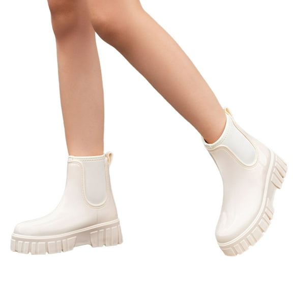 Xiaoxatg Durable Women's Ankle Boots Breathable Lined Non- Rain Footwear for All Seasons Comfortable Garden -On 6 White