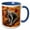 Blue/White, variant on 3drose, Cute Gray Cat Yawning or Screaming on a Big Orange Print Pillow, 11oz Two-tone Red Mug
