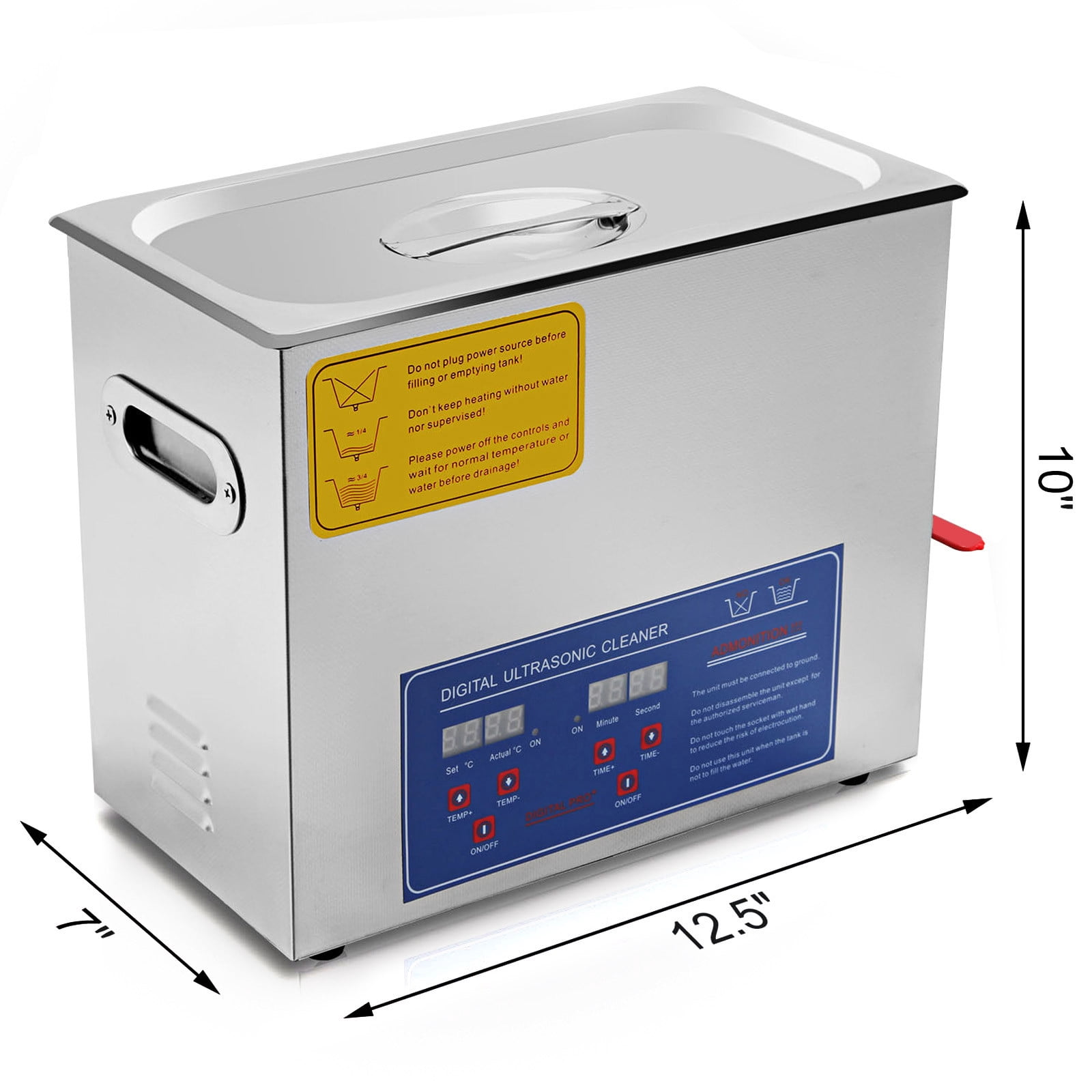 6L Digital Ultrasonic Cleaner, 40kHz, with Heater & Timer, for Jewelry, Glasses & Parts