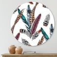 thumbnail image 2 of Designart 'Colourful Boho Art Feather Set V' Bohemian & Eclectic Circle Metal Wall Art 11x11 - Disc of 11, 2 of 5