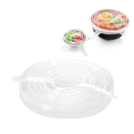 Silicone Lids for Bowls Cups Food Cover (6 Size Set) - Food Saver Stretch Lid Wrap for Food Storage Containers, Pots, Cans, Mugs, Mason Jars, Bowls, Drinks, Dishwasher and Freezer Safe