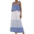 thumbnail image 2 of HKEJIAOI Robes de Sortie pour Femmes Cadeau d'Anniversaire Robe d'Été Décontractée de Plage Sans Manches à Agencement de Couleurs Économies Liquidation Bleu, 2 of 9
