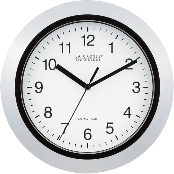 ERDS-WT-3102S 10-Inch Atomic Analog Wall Clock, Silver