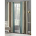 thumbnail image 5 of Teal Boho Stripes Sheer Curtains 96 Inch Length 2 Panels Set, Semi Transparent Voile Rod Pocket Curtains for Living Dining Room Bedroom Drapes Modern Bohemia Brown Beige Texture, 5 of 6