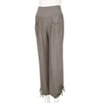 thumbnail image 4 of Tiqkatyck Women's Pants Fashion Women Solid Buttons Cotton and Linen Casual Loose Trouser Wide Leg Pants Woman, Pantalones Para Mujer, High Waisted Pants for Women Coffee, 4 of 8
