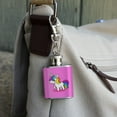 thumbnail image 3 of Cute Kawaii Rainbow Unicorn Chibi Stainless Steel 1oz Mini Flask Key Chain, 3 of 3