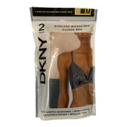 DKNY Women's Wireless Soft Stretch Microfiber Soft Plunge Bra, I256Y (Ink/Sand, S)