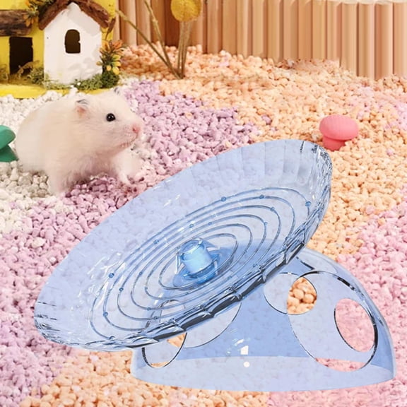 Rueda de ejercicio para hámster con disco giratorio, juguete de actividad para hámster, suministros para mascotas, jaula silenciosa decorativa para Azul